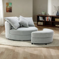 Swivel Accent Barrel Chair with Storage Ottoman & 4 Pillows U969
