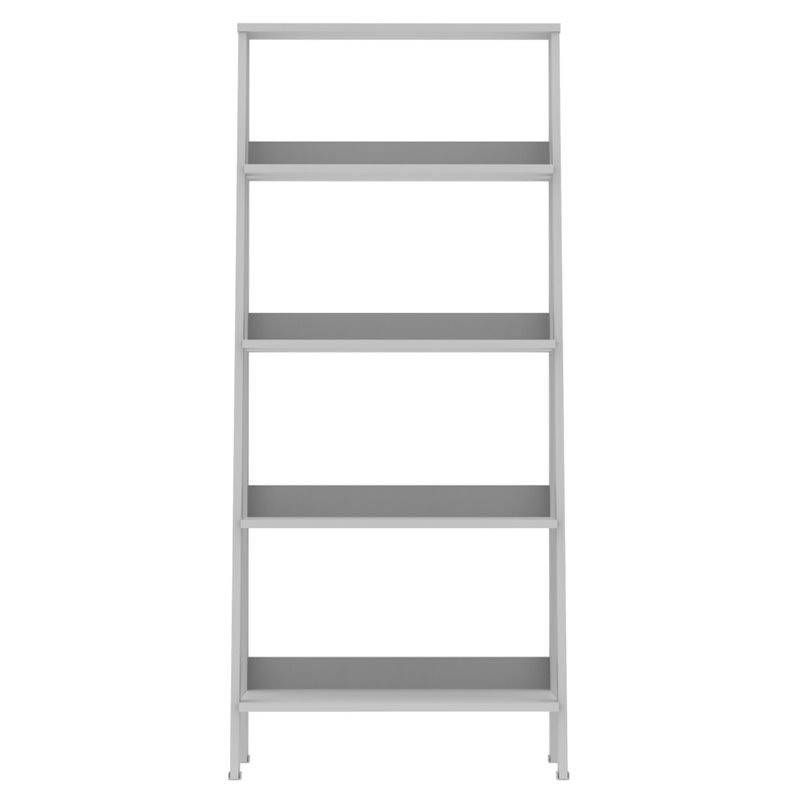 4-Shelf Wood Ladder Bookcase in White B9248