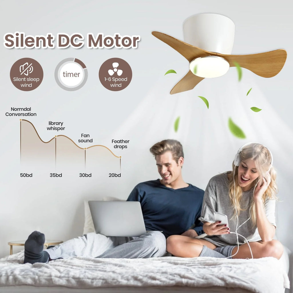 White 22 Inch 3 Reversible Blades Ceiling Fan with Lights M3339