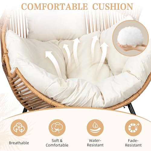 Oversized PE Rattan Wicker Rocking Egg Chair with Cushion U2431