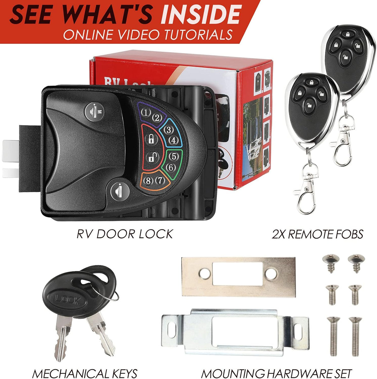 Keyless Entry RV Door Lock with Deadbolt and 2 Remote Key S972