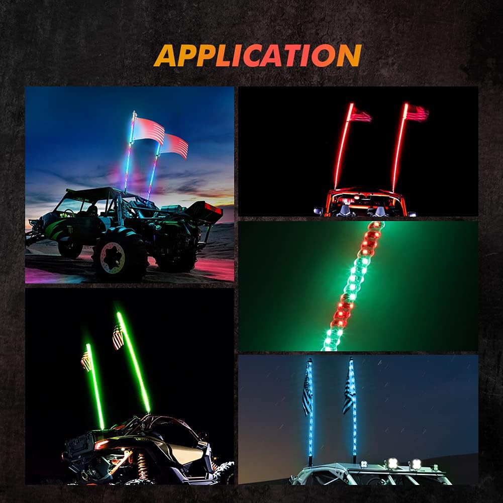 4FT RGB LED Whip Lights Pack of 2 W85354