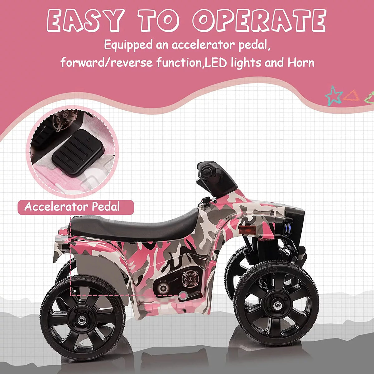 6V 4 Wheeler Electric Quad Car Ride on Toy P866225