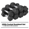 150lb Rubber Hex Dumbbell Set S13033