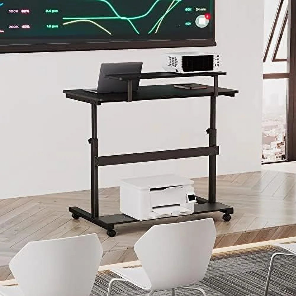 Height Adjustable Standing Desk with Monitor Shelf Black S723825