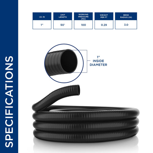1" x 50' Schedule 40 PVC Pond Hose T2992
