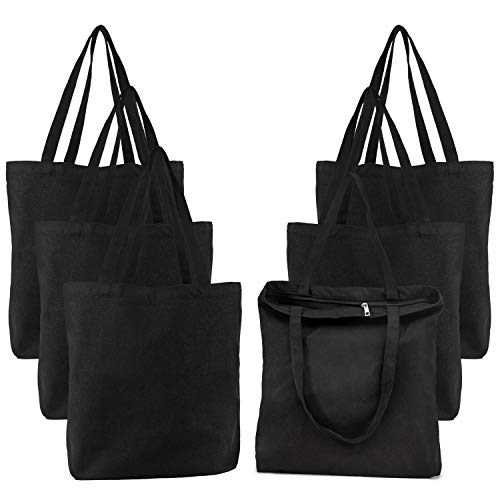 6 Packs Canvas Tote Bag with Zipper X903