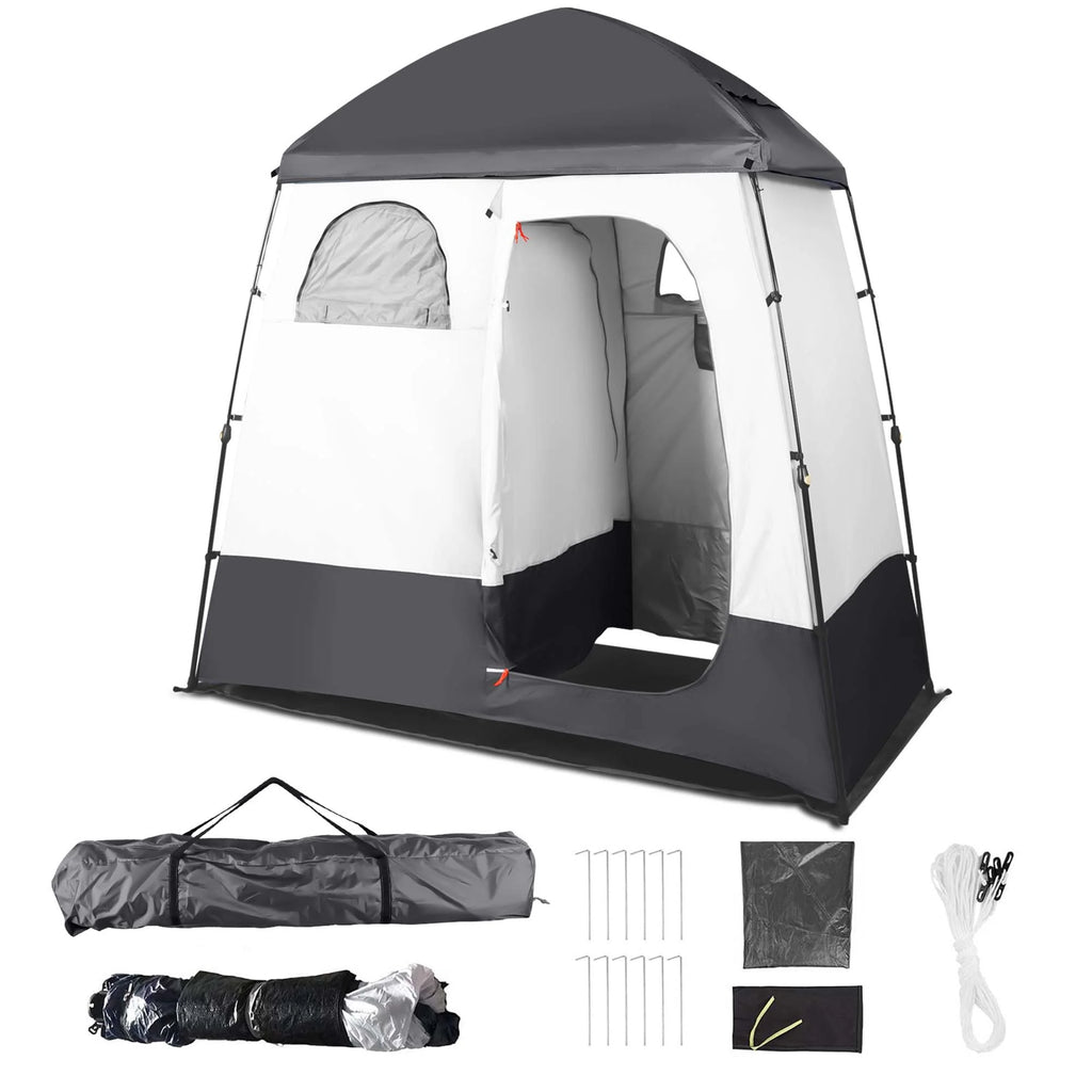 Camping Shower Tent Portable Outdoor Privacy Shelter 2 Rooms P458