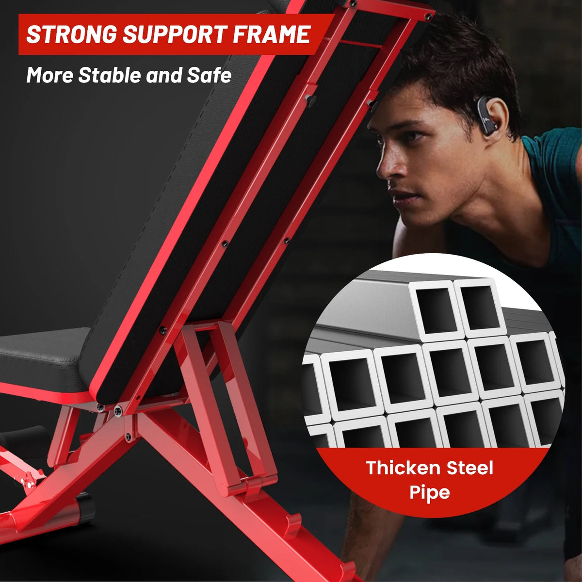 Adjustable Weight Bench with Extended Backrest 660 lbs Capacity V604897