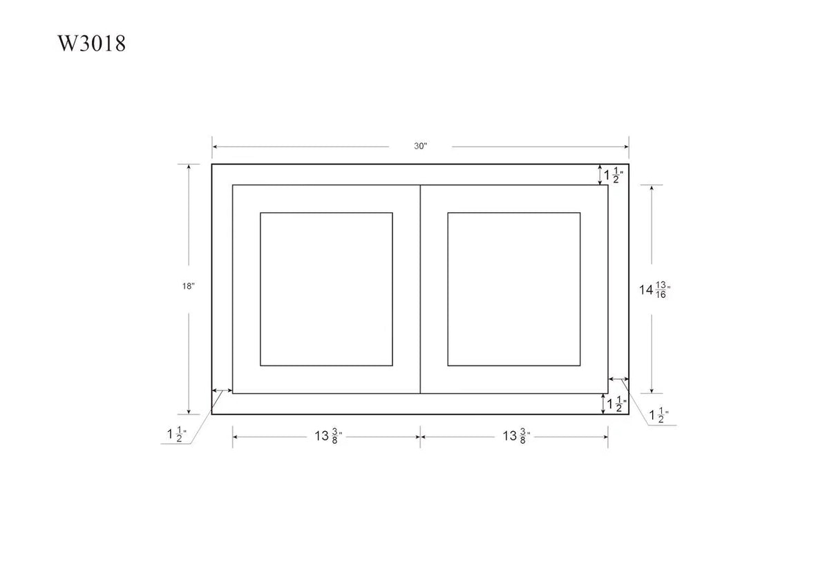 30" Wide 18" Tall 14" Deep Light Gray Inset Shaker Wall Kitchen Cabinet D65625