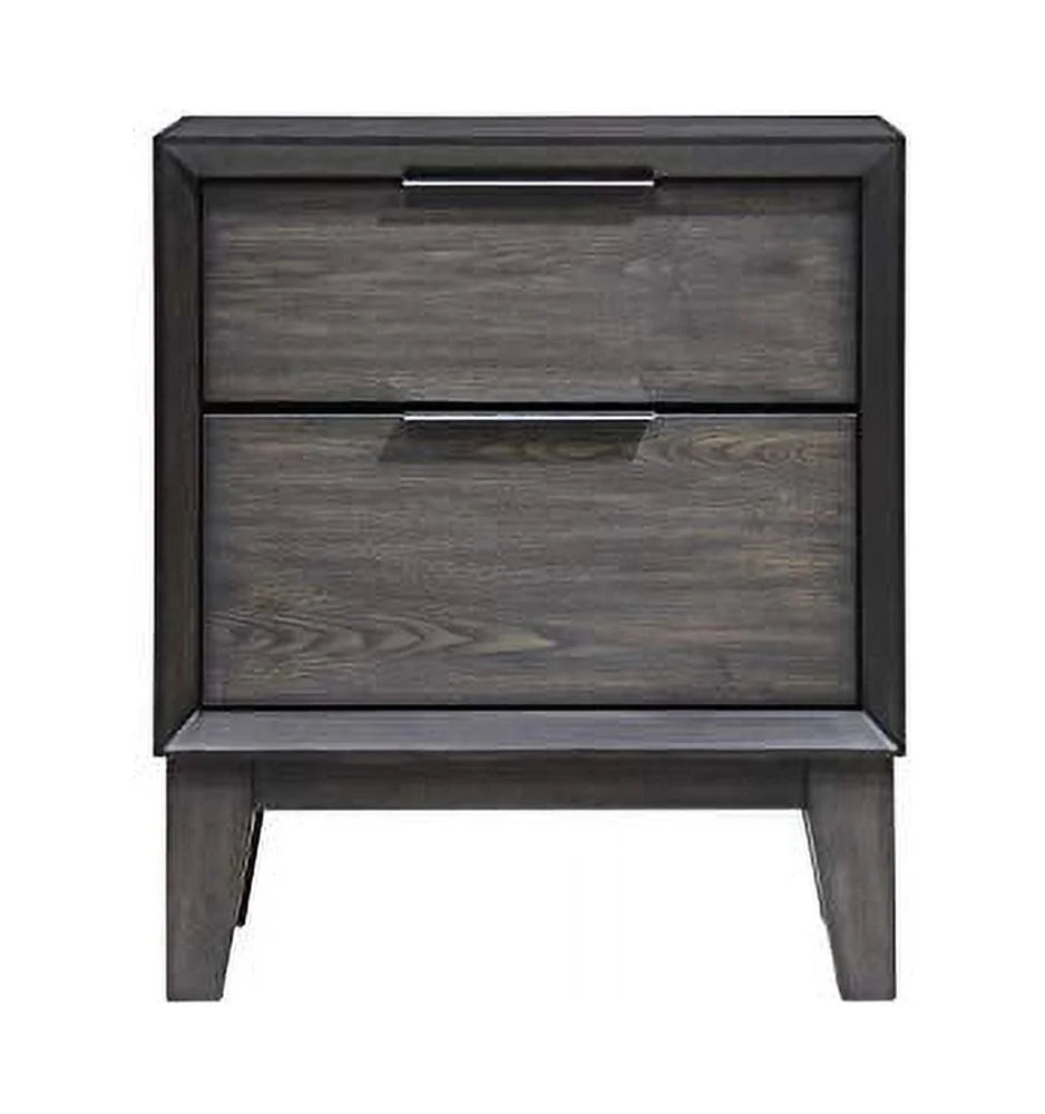 King Size Gray Bedroom Set with Bed Dresser Mirror Chest and 2 Nightstands O510