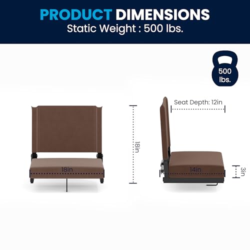 Portable Folding Padded Stadium Chair with Carrying Handle, Black B816797