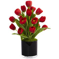 Tulips in Black Glossy Cylinder O834356
