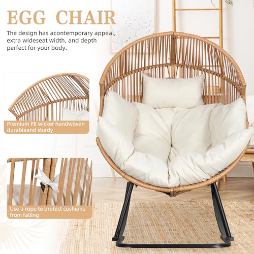 Oversized PE Rattan Wicker Rocking Egg Chair with Cushion U2431