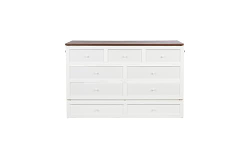 Queen Size White Wood Murphy Bed with Storage Drawer J783334