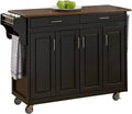 Black 4 Door Kitchen Cart with Wood Top S647881