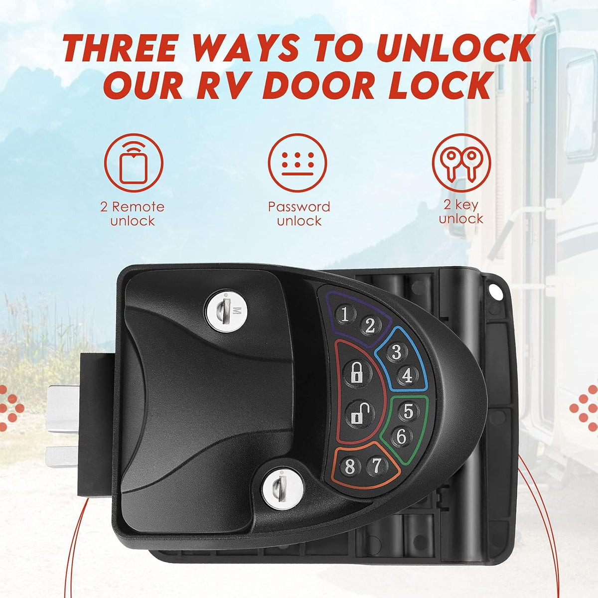 Keyless Entry RV Door Lock with Deadbolt and 2 Remote Key S972