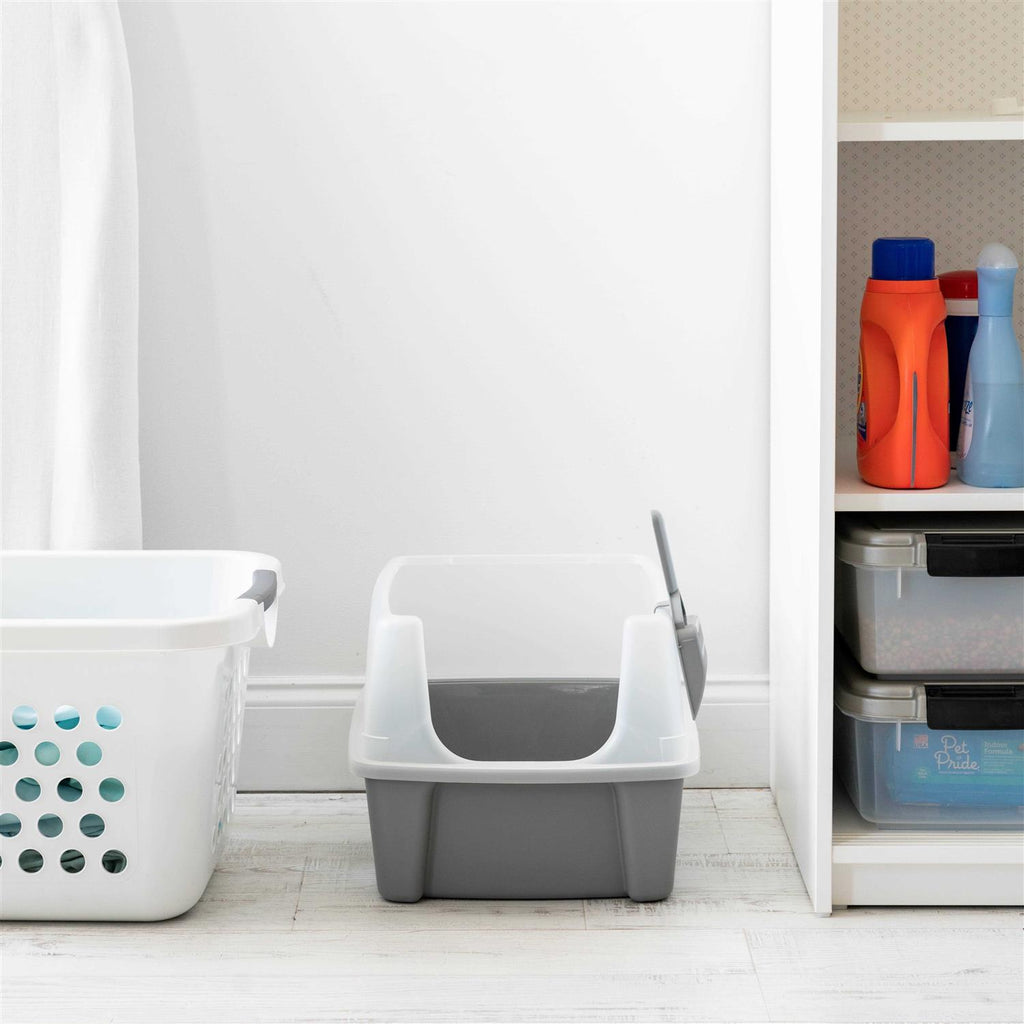 Open Top Cat Litter Box with Shield and Scoop Q1784