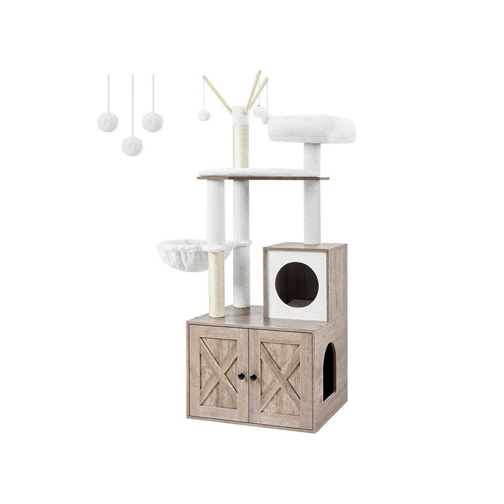 Cat Tree with Litter Box Enclosure 2-in-1 F374