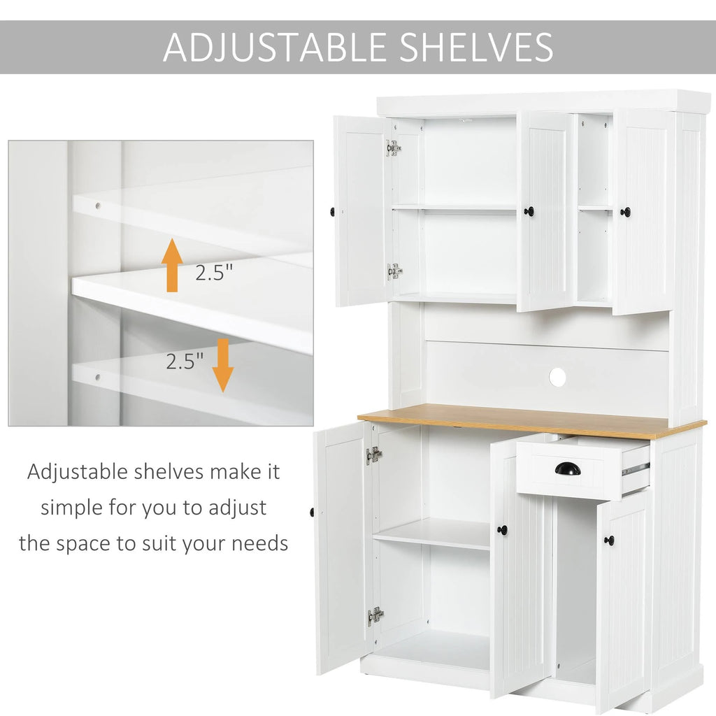 White Oak Kitchen Pantry Buffet with Hutch G295049