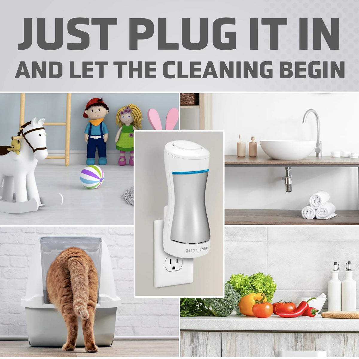 Pluggable Air Purifier with UV Sanitizer and Odor Reducer, White X428880