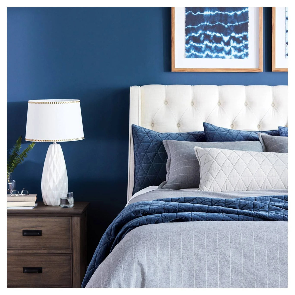 California King Tufted Wingback Linen Headboard V152