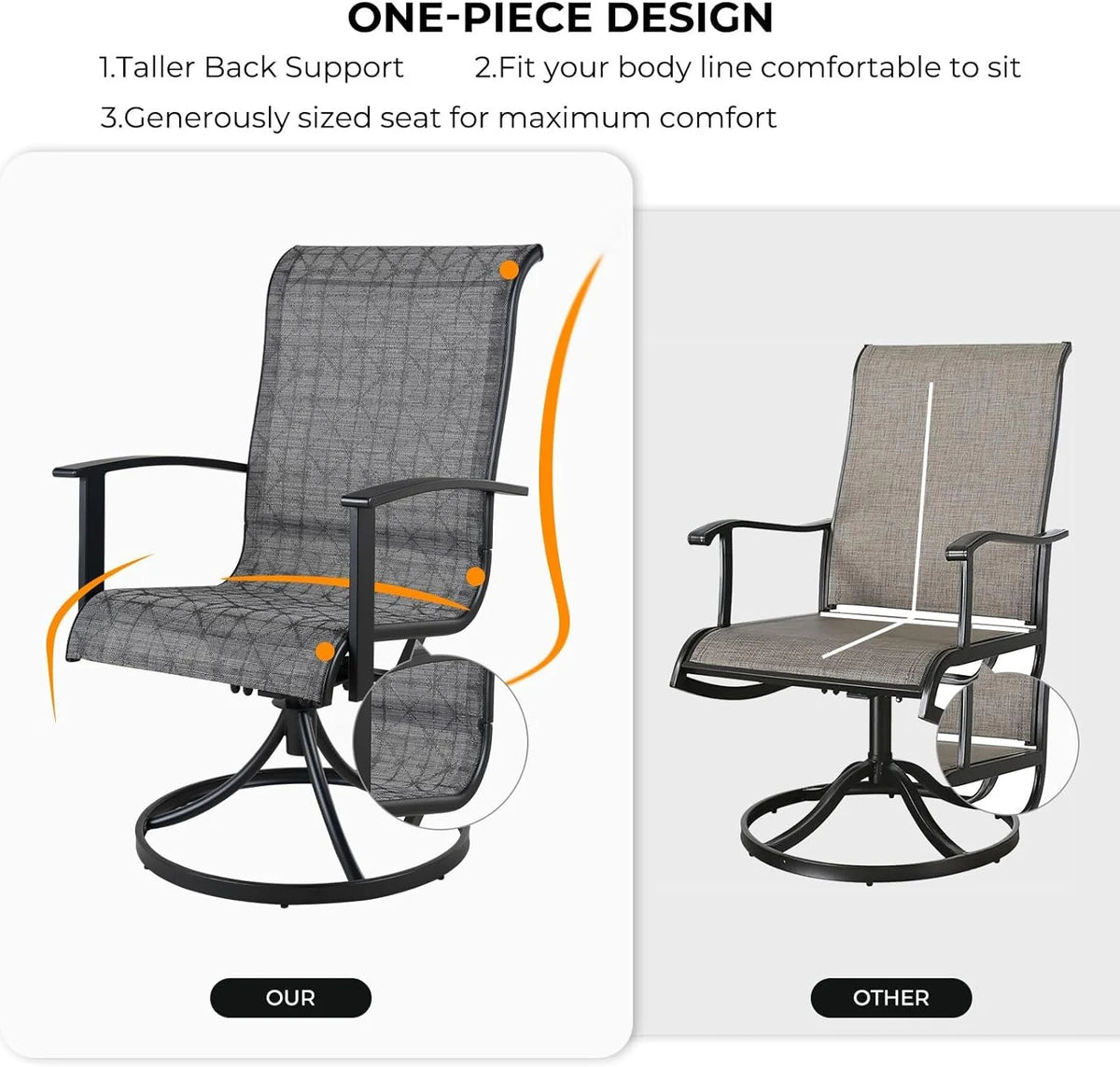 Outdoor Swivel Rocking Chairs Set of 2 Metal Frame U36696