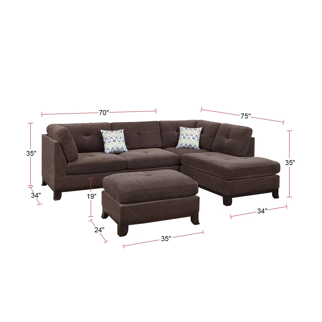 Chenille Reversible Sectional Sofa with Ottoman J596391