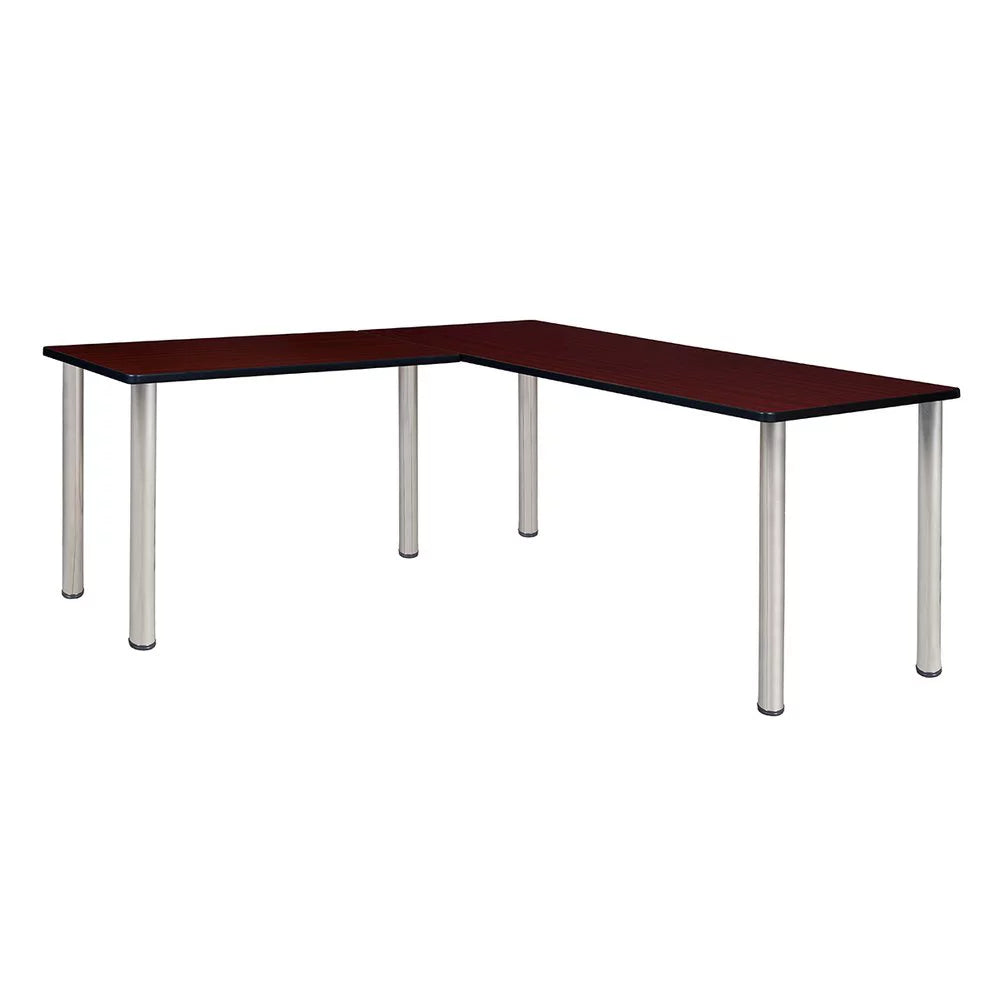 72" L-Desk with Return, Mahogany/Chrome F117965