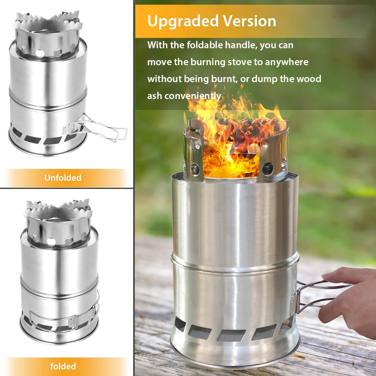 Portable Windproof Wood Stainless Steel Stove Z1763