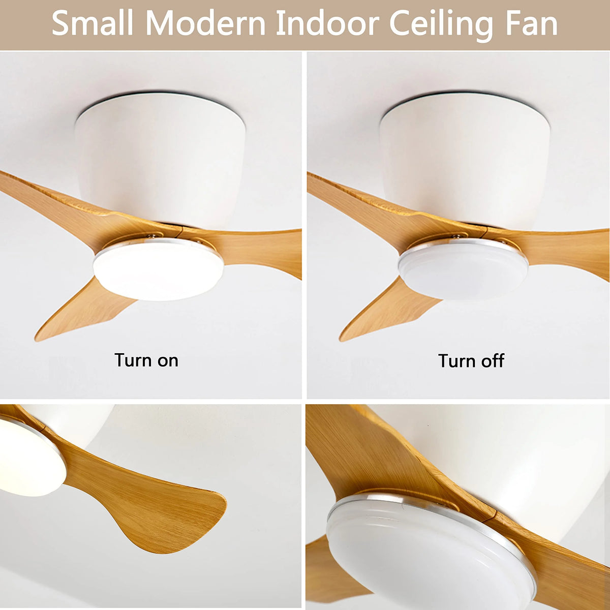 White 22 Inch 3 Reversible Blades Ceiling Fan with Lights M3339