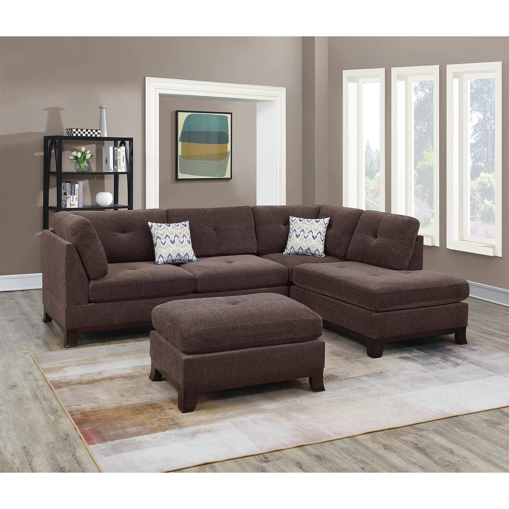 Chenille Reversible Sectional Sofa with Ottoman J596391