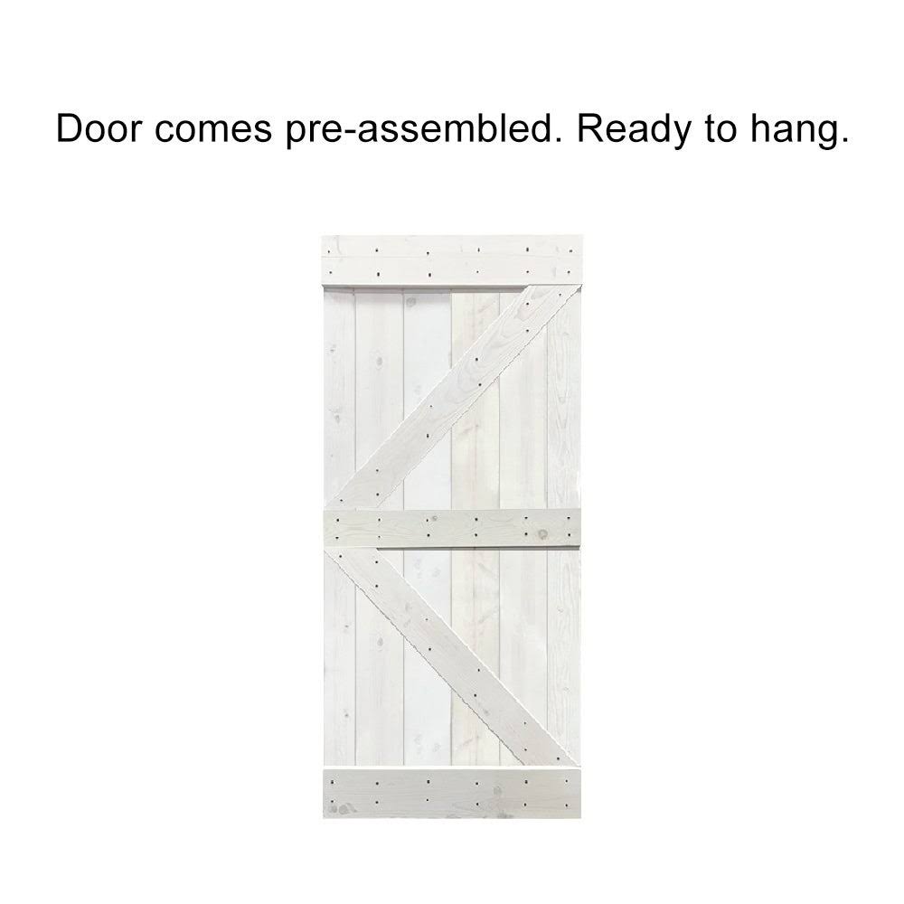 30 in. x 84 in. Ocean Blue Stained Wood Interior Sliding Barn Door with Hardware Kit V668967