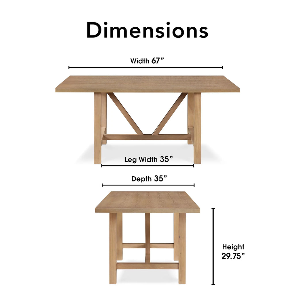 67" Farmhouse Dining Table with Trestle Base F920