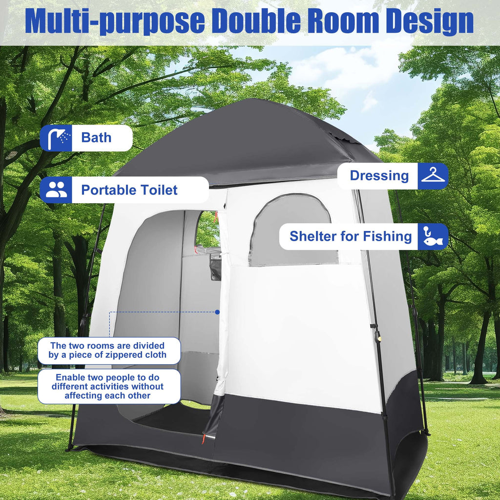 Camping Shower Tent Portable Outdoor Privacy Shelter 2 Rooms P458