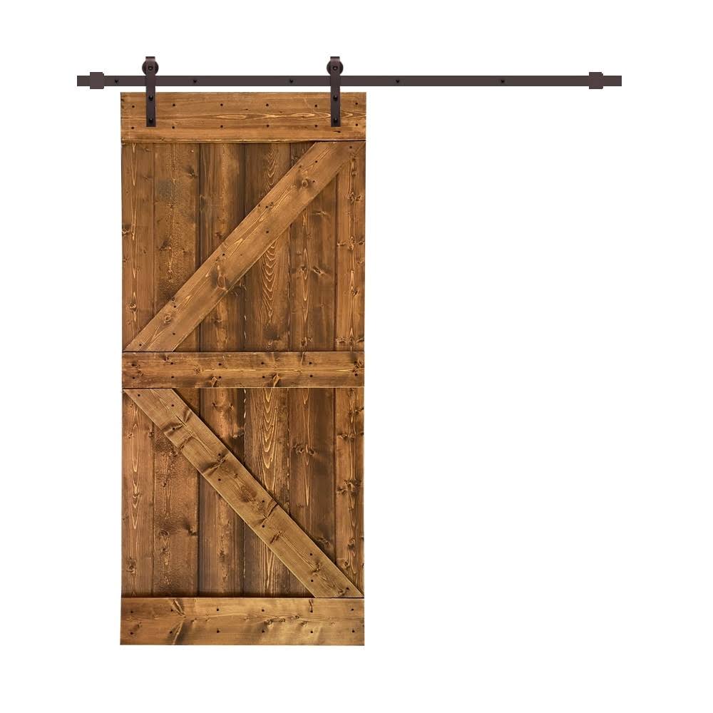 30 in. x 84 in. Ocean Blue Stained Wood Interior Sliding Barn Door with Hardware Kit V668967