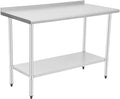 Stainless Steel Table with Adjustable Shelf and Backsplash E208