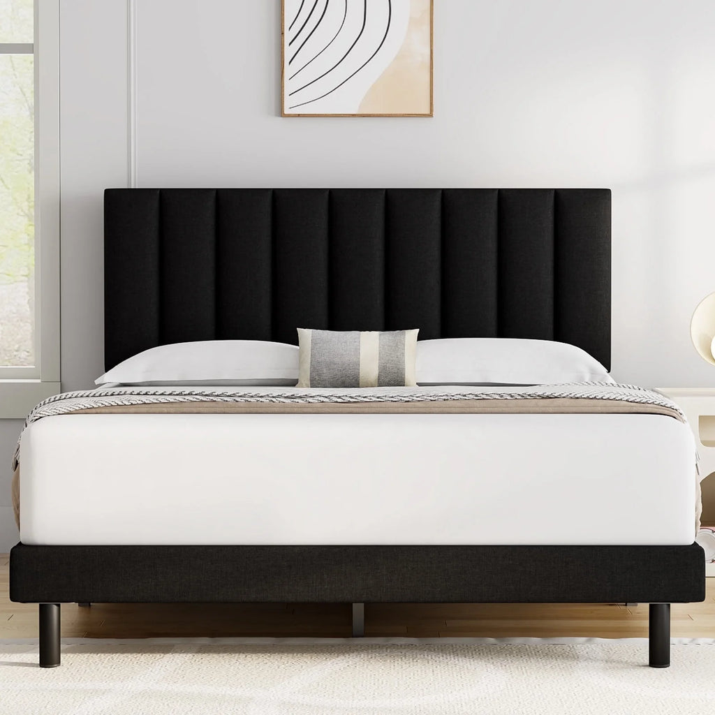 Queen Upholstered Platform Bed Frame with Headboard L957