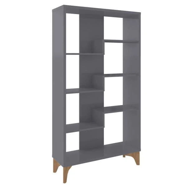 Grey Geometric 4-Shelf Bookcase Q498