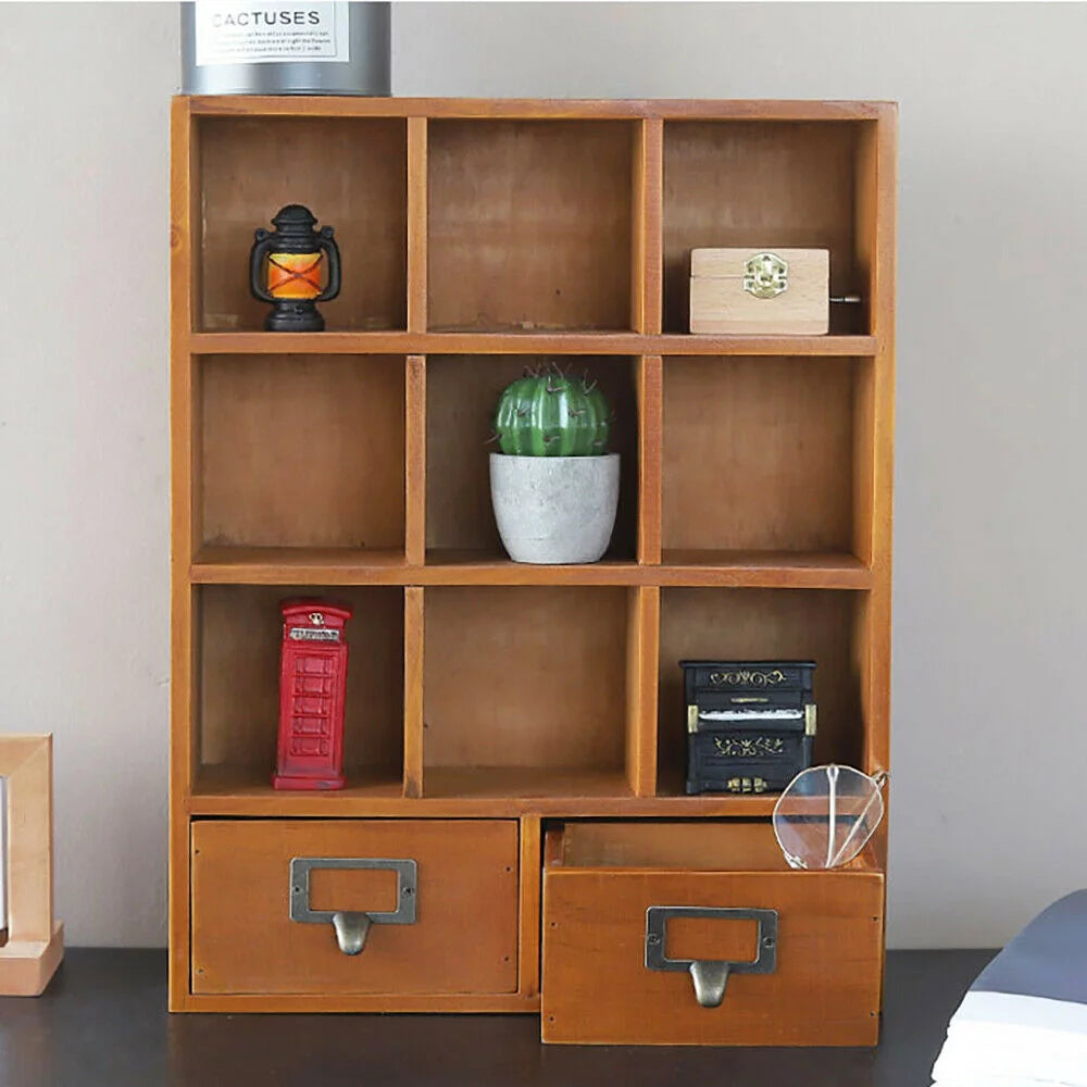 2 Drawer Wooden Storage Shelf Y664