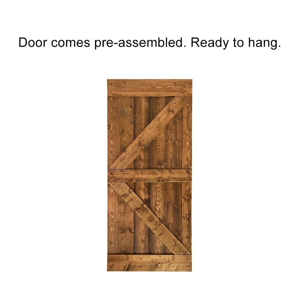 30 in. x 84 in. Ocean Blue Stained Wood Interior Sliding Barn Door with Hardware Kit V668967