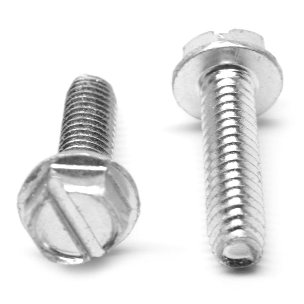 #6-32 x 5/8 Coarse Thread Slotted Hex Washer Head Screw Low Carbon Steel Zinc Plated V74123