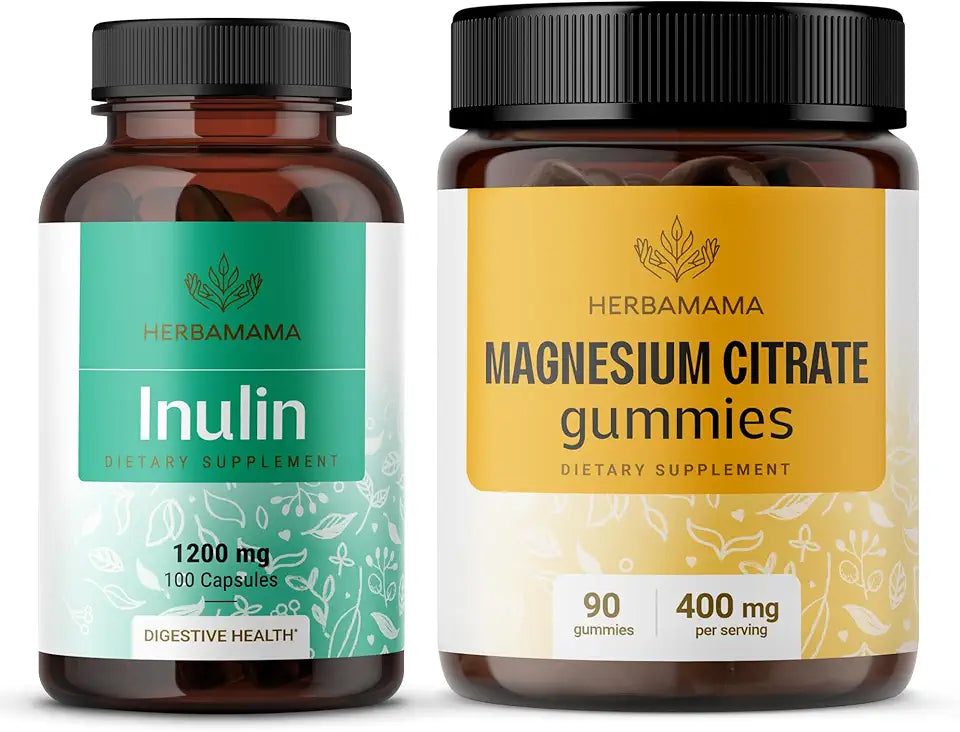 1200 mg Inulin Fiber Capsules & 400 mg Magnesium Citrate Gummies V5399