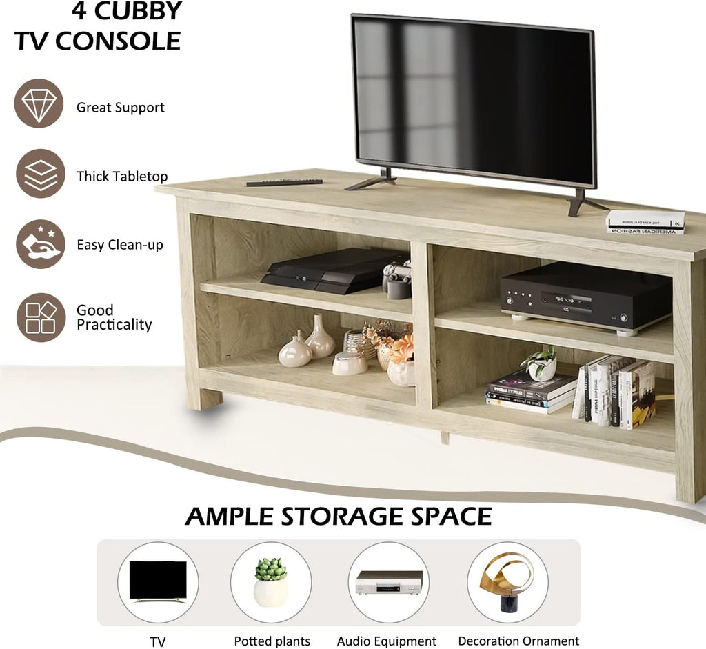58 Modern TV Stand with 4 Open Storage Cabinets, Oak K12922