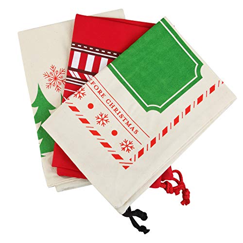 3 PCS Christmas Drawstring Burlap Sack F140842
