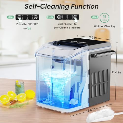 Portable Self-Cleaning Countertop Ice Maker 26.5Lbs/24H Black D5659
