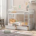 White Twin over Twin Bunk Bed with Drawers Q777949