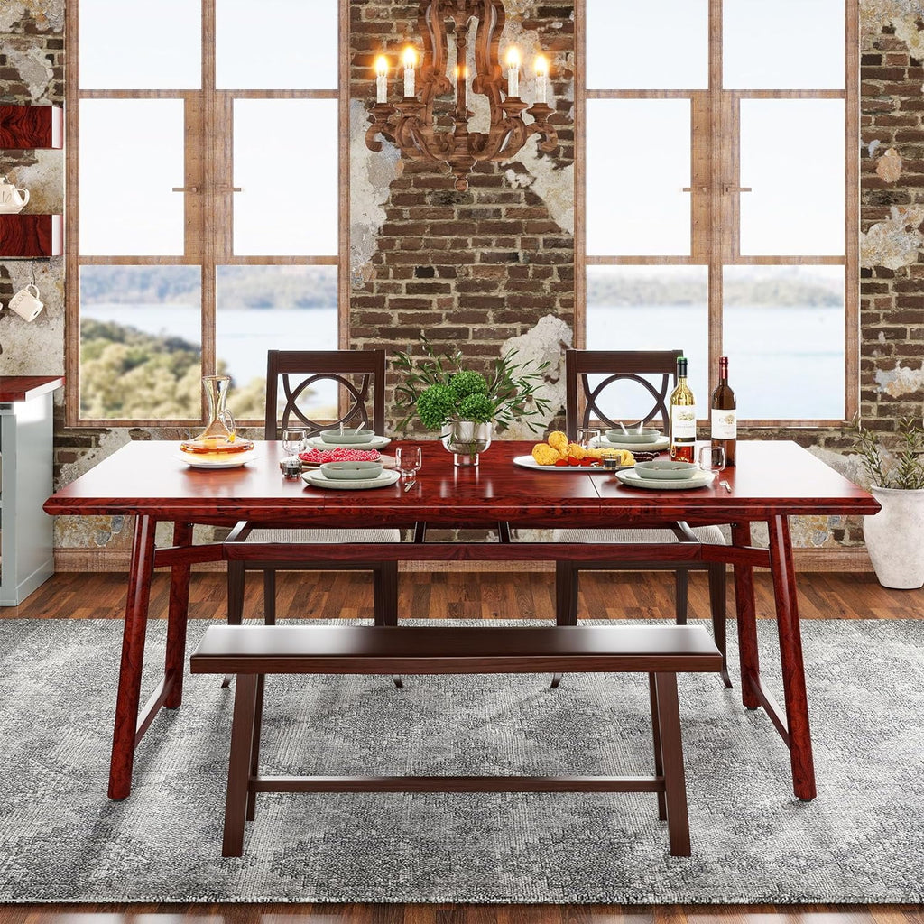 63" Rectangular Wood Dining Table with Metal Legs U894684