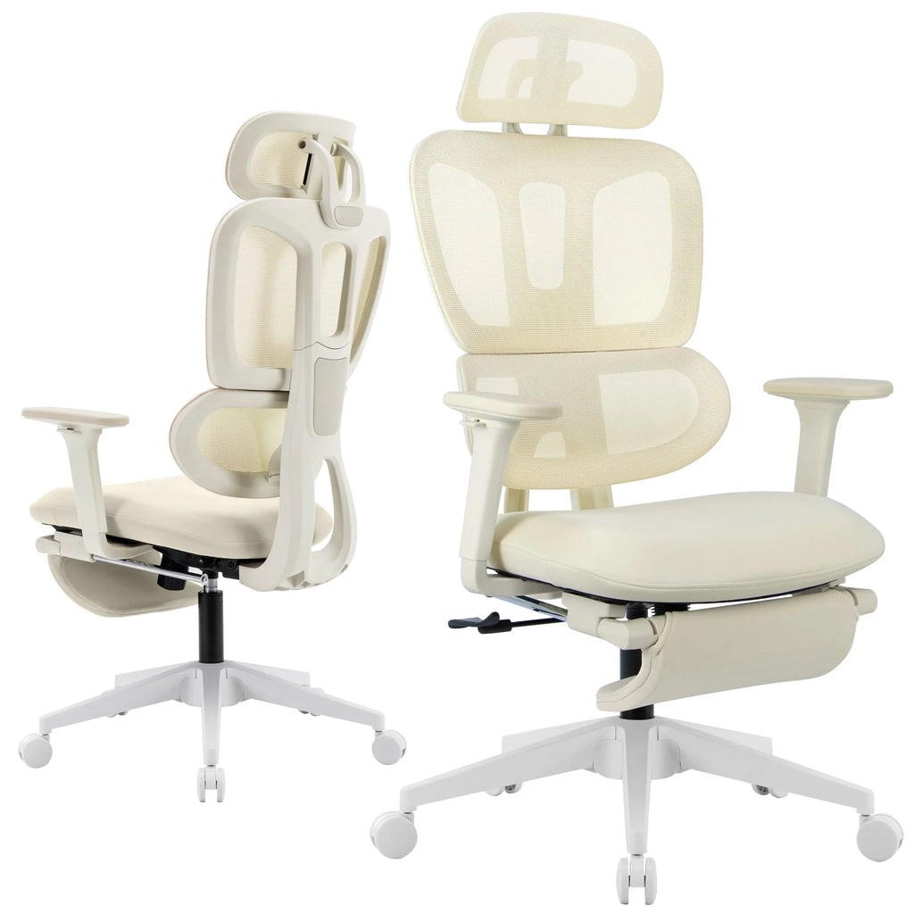 Black Ergonomic Mesh Office Chair with Footrest and Headrest R389