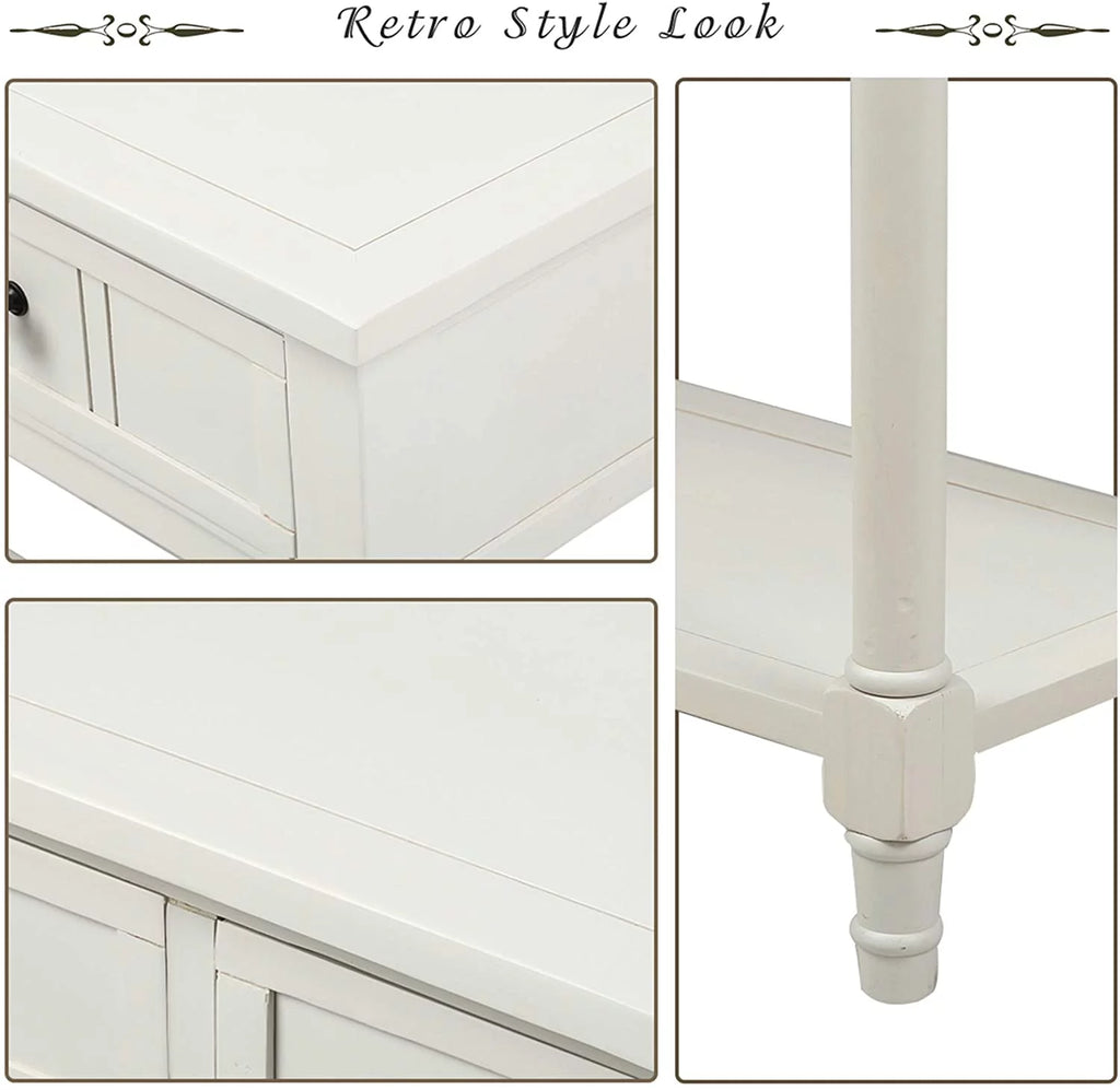 White Wooden Console Table with 2 Drawers F9053